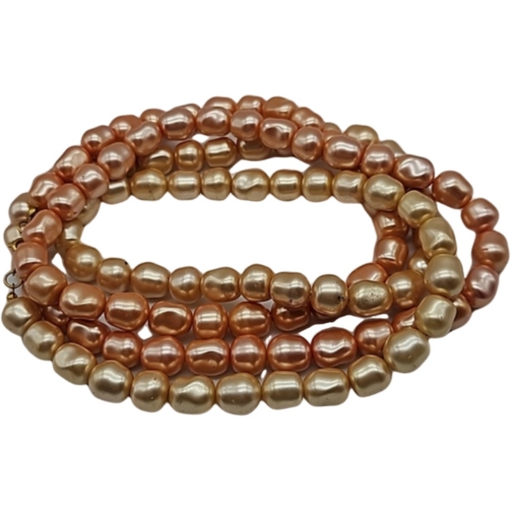 Vintage peachy orange beaded necklace 24" long